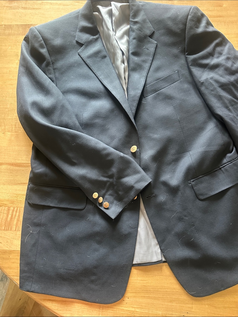 Classic Men's Navy Single-Breasted Blazer with Gold Buttons